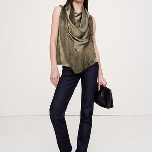ISO Banana Republic Silky-Crepe Fringe Top